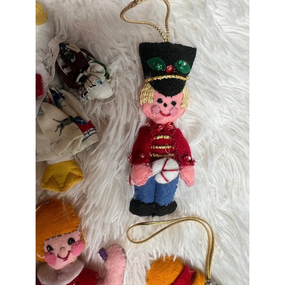 Handmade Felt Christmas Ornaments 5 Vintage Kitschy Nursery Rhymes Childrens